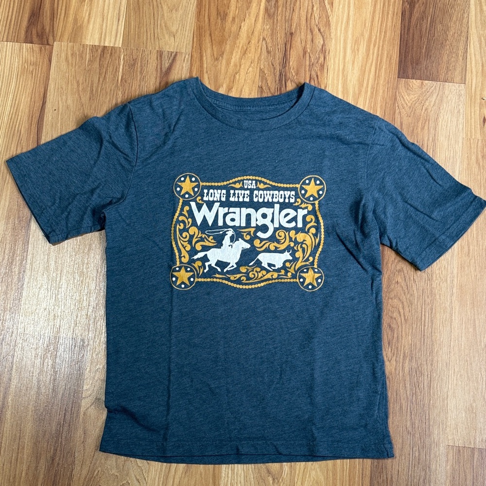 Wrangler Kids Graphic Tee in Dark Blue and Gold